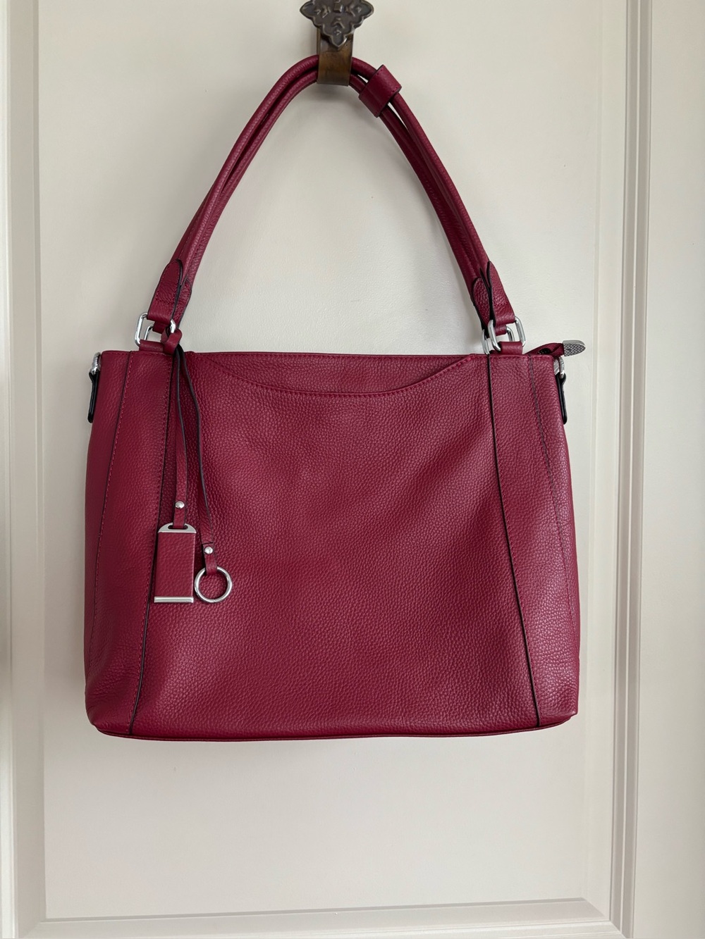 Over Earth Red Wine Genuine Leather Hobo Shoulder & Crossbody Bag New